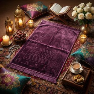 Serene Grace Padded Velvet Prayer Rug