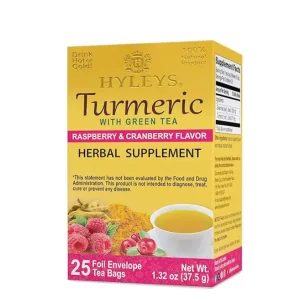 Hyleys Turmeric with Green Tea Raspberry & Cranberry Flavors 25 Tea Bags 37.5g