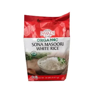 Swad Organic White Sona Masoori Rice 20Lb