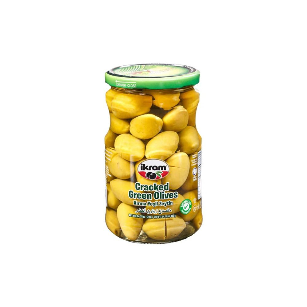 ikram-cracked-green-olives-14-oz | South Asian Central