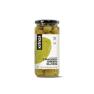 Krinos Cracked Green Olives 16 Oz