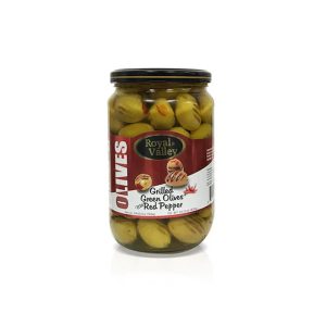 Royal Valley Grilled Green Olives with Red Pepper 24 Oz